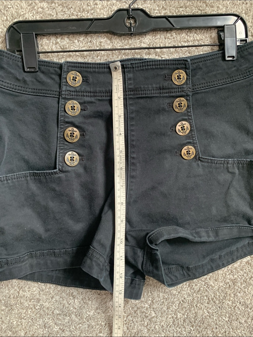 Y2K Express High-Waist Black Sailor Button-Front Shorts - Picture 9 of 10